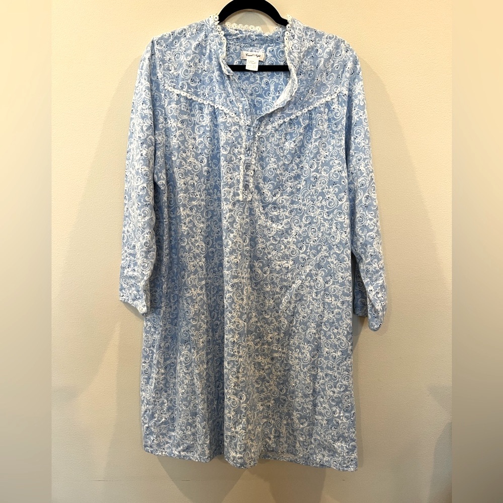 Casual‎ Night nightgown women L cotton paisley pjs pajamas long sleeve ￼casual